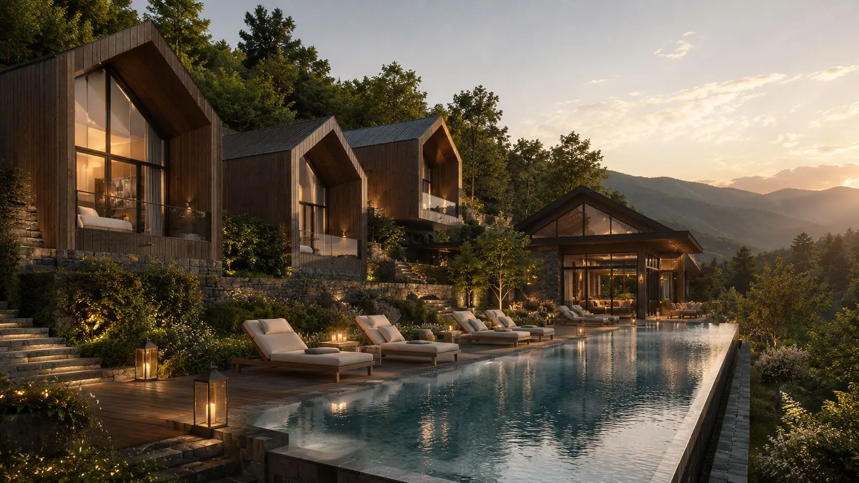 Suites lodge in bioedilizia immerse nel verde e collegate da percorsi pedonali